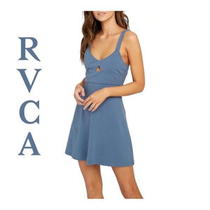 NWT RVCA All Talk Knit Dress Blue Cut Out Skater Size Medium‎